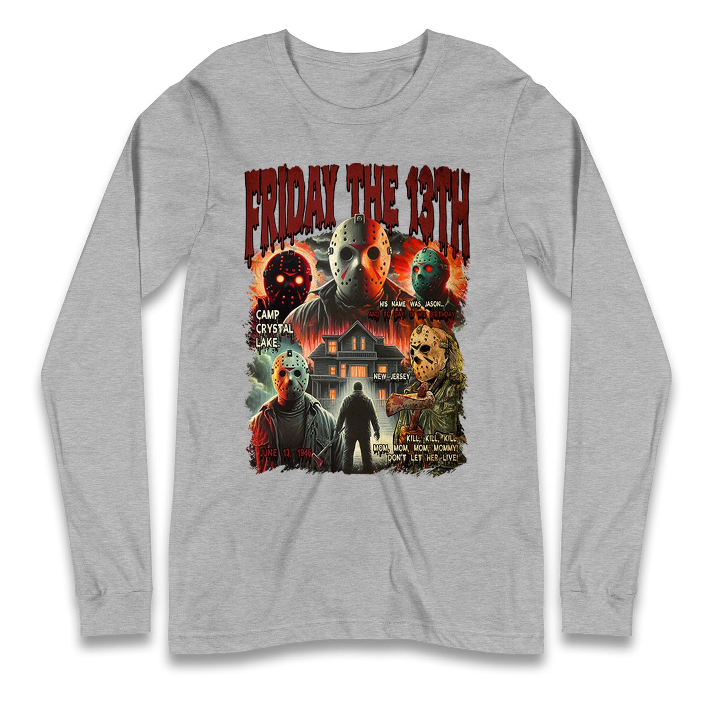 Jason voorhees Friday The 13th horror Halloween Bootleg Long Sleeve T Shirt