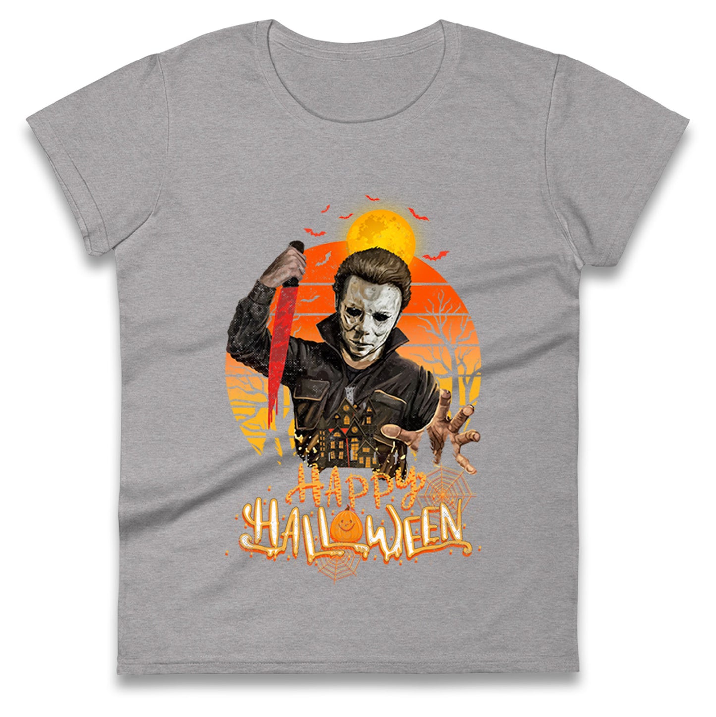 Michael Myers Happy Halloween Womens t shirt