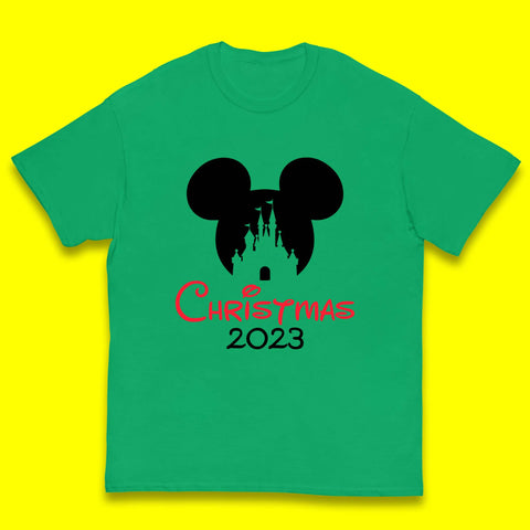 Christmas 2023 Mickey Mouse Minnie Mouse Magic Castle Holiday Xmas Disneyland Trip Kids T Shirt