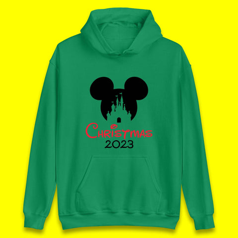 Christmas 2023 Mickey Mouse Minnie Mouse Magic Castle Holiday Xmas Disneyland Trip Unisex Hoodie
