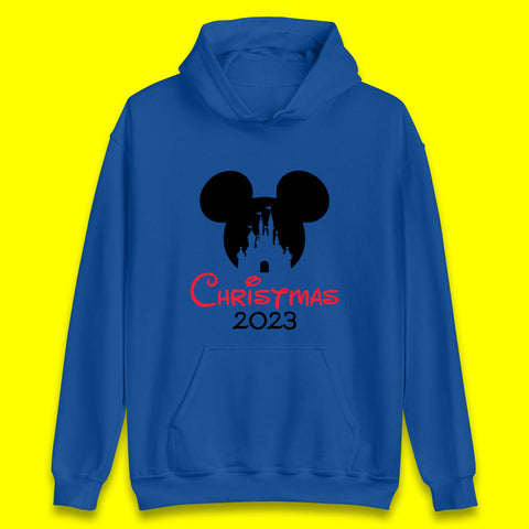 Christmas 2023 Mickey Mouse Minnie Mouse Magic Castle Holiday Xmas Disneyland Trip Unisex Hoodie
