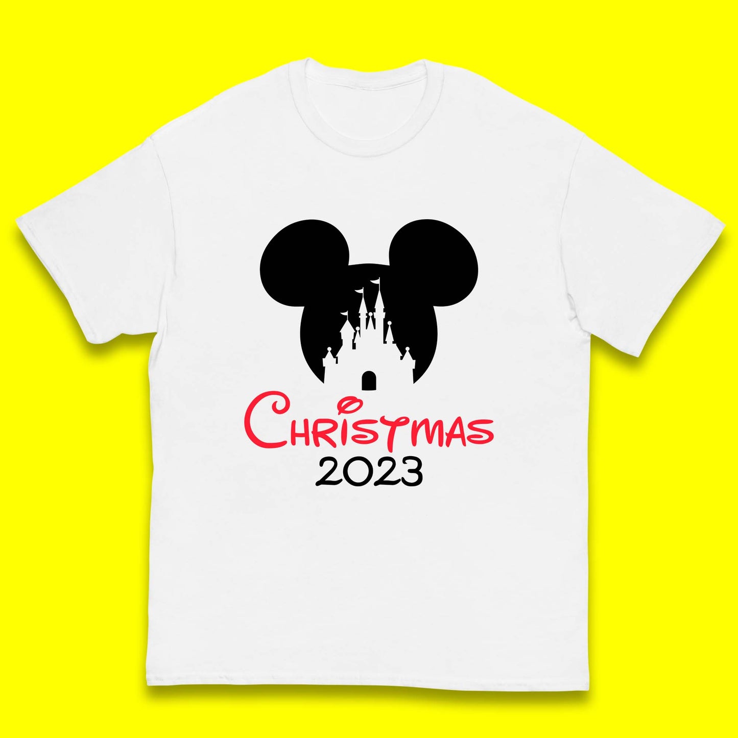 Christmas 2023 Mickey Mouse Minnie Mouse Magic Castle Holiday Xmas Disneyland Trip Kids T Shirt