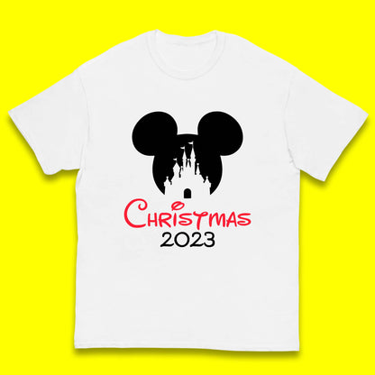 Christmas 2023 Mickey Mouse Minnie Mouse Magic Castle Holiday Xmas Disneyland Trip Kids T Shirt