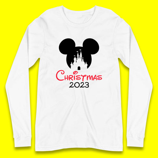Christmas 2023 Mickey Mouse Minnie Mouse Magic Castle Holiday Xmas Disneyland Trip Long Sleeve T Shirt