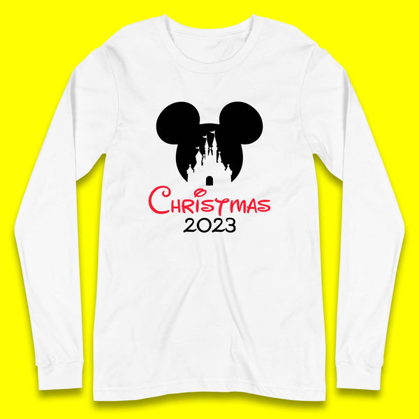 Christmas 2023 Mickey Mouse Minnie Mouse Magic Castle Holiday Xmas Disneyland Trip Long Sleeve T Shirt