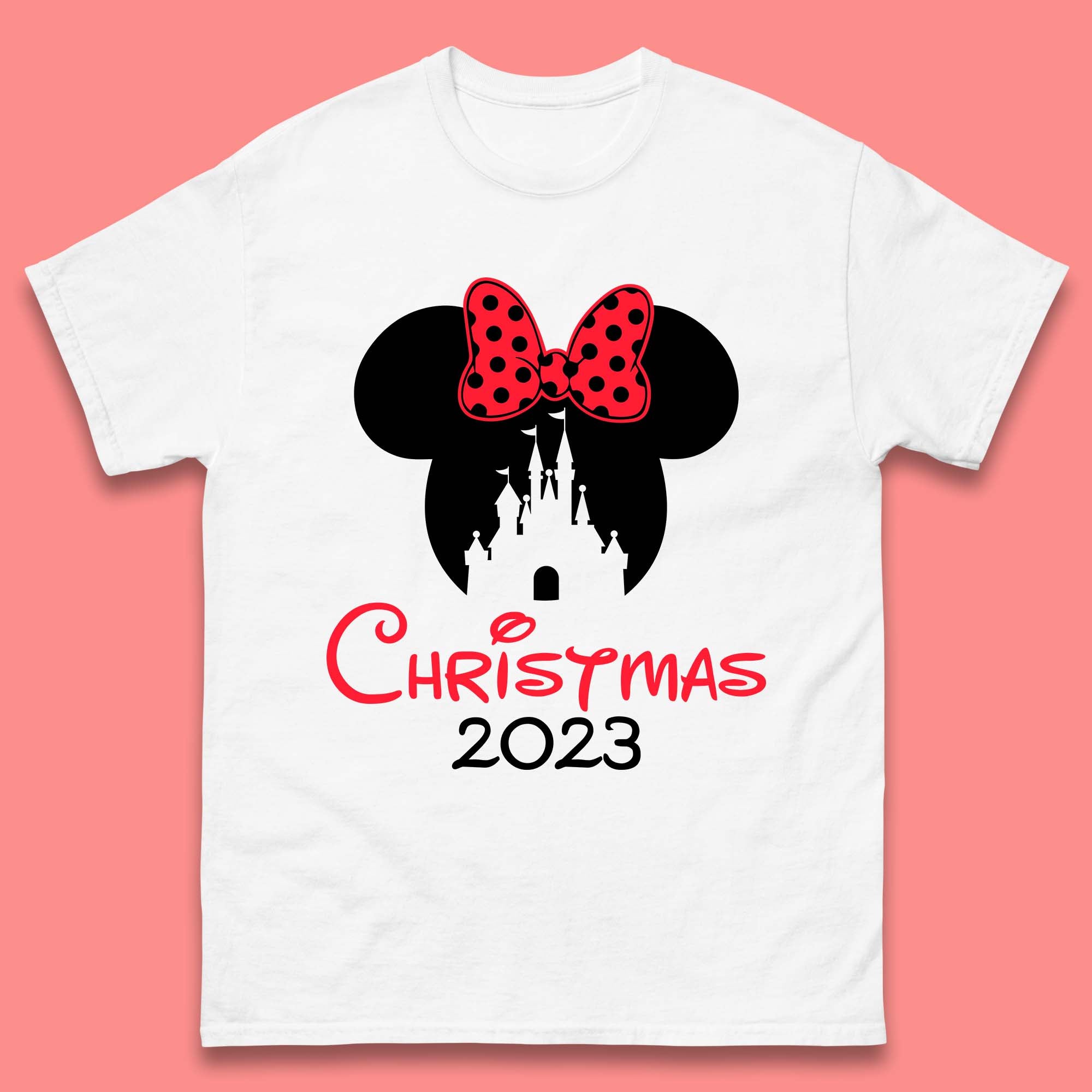 Christmas 2023 Mickey Mouse Minnie Mouse Magic Castle Holiday Xmas Disneyland Trip Mens Tee Top