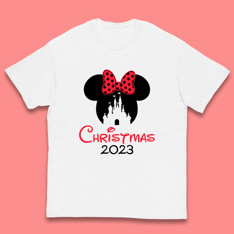 Christmas 2023 Mickey Mouse Minnie Mouse Magic Castle Holiday Xmas Disneyland Trip Kids T Shirt
