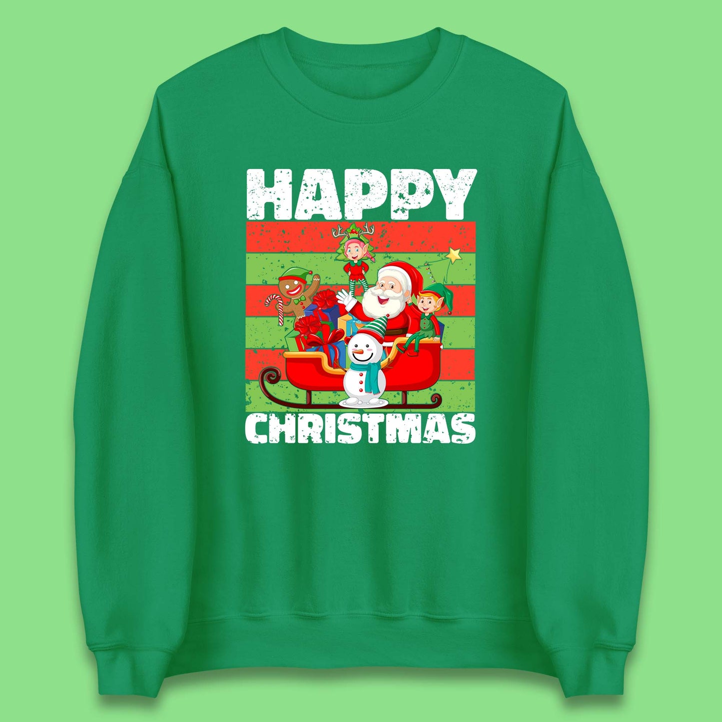 santa and friends on sleigh christmas sweatshirt