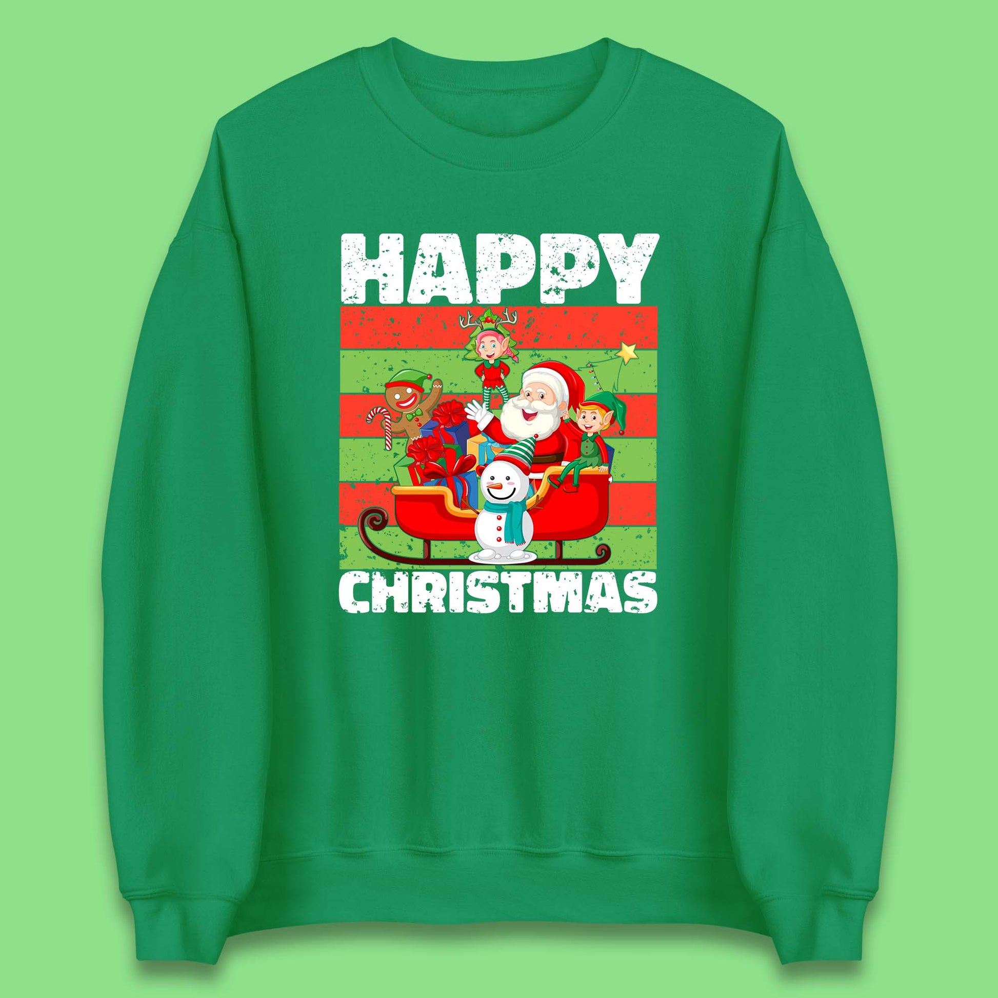 santa and friends on sleigh christmas sweatshirt