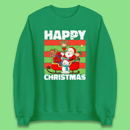 santa and friends on sleigh christmas sweatshirt