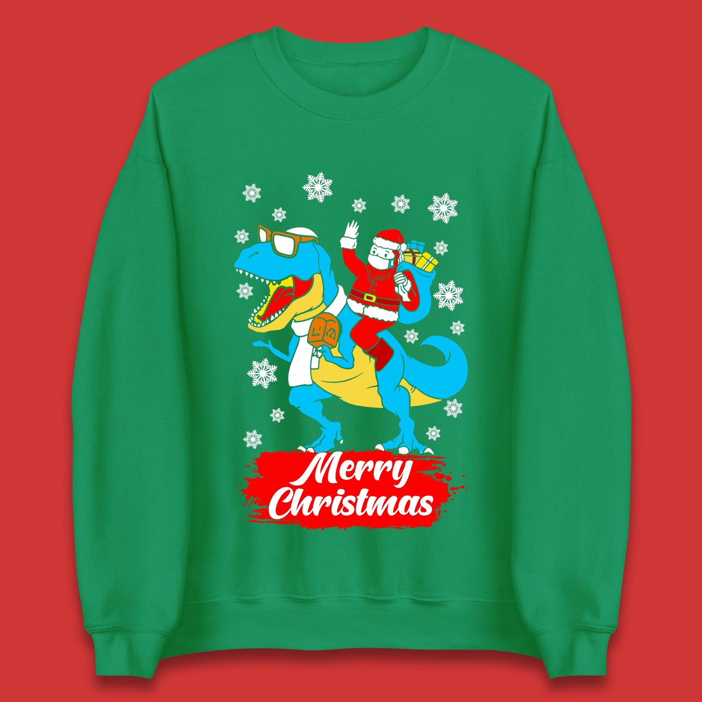 Santa Claus Riding T-Rex Christmas Unisex Sweatshirt