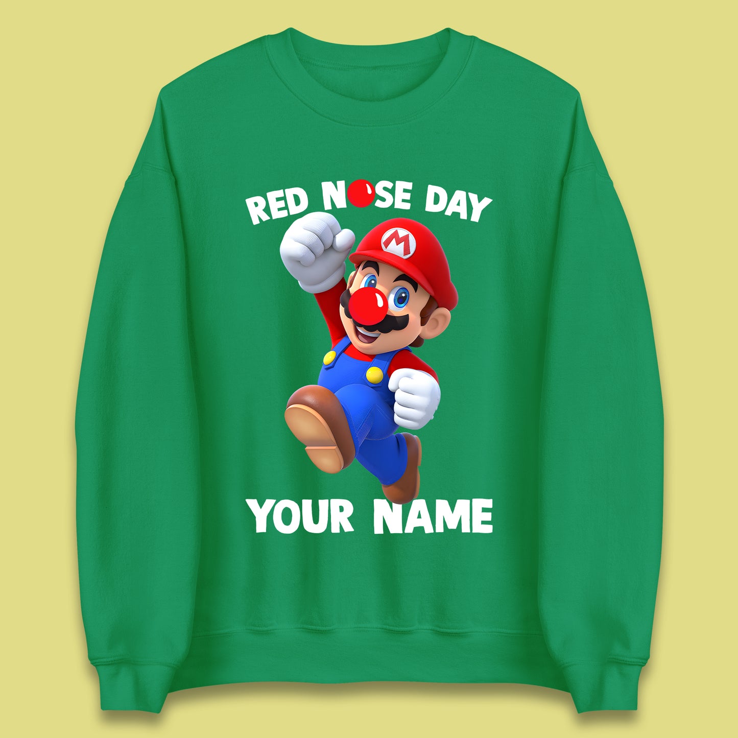 Personalised Super Mario Red Nose Day Unisex Sweatshirt