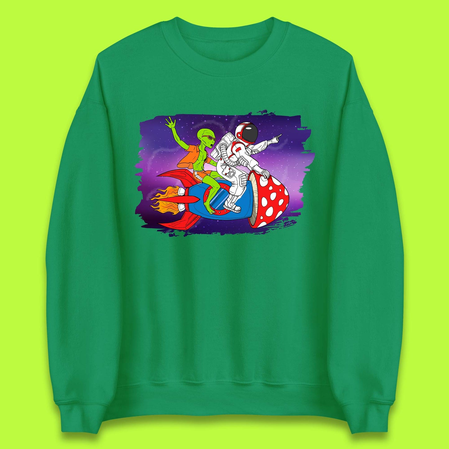 Alien & Astronaut Rocket Ship Unisex Sweatshirt