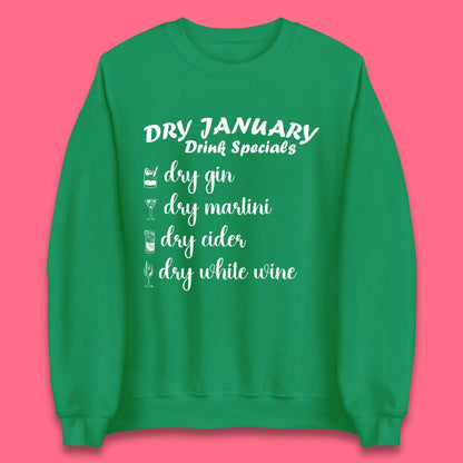 Dry January Drink Menu Unisex Sweatshirt