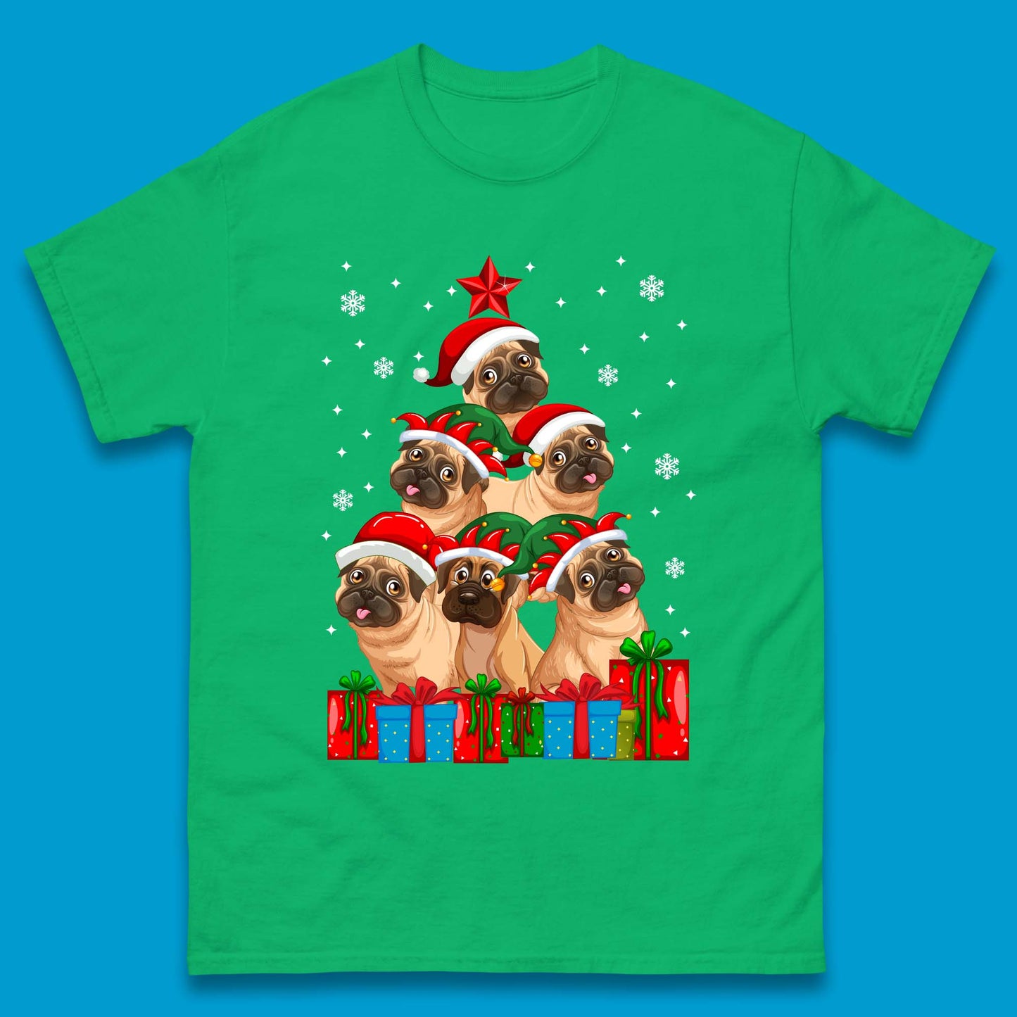 pug dog christmas t shirt