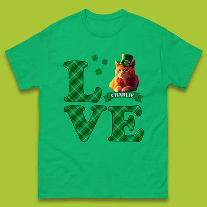 Personalised Love St. Patrick's Cat Mens T-Shirt
