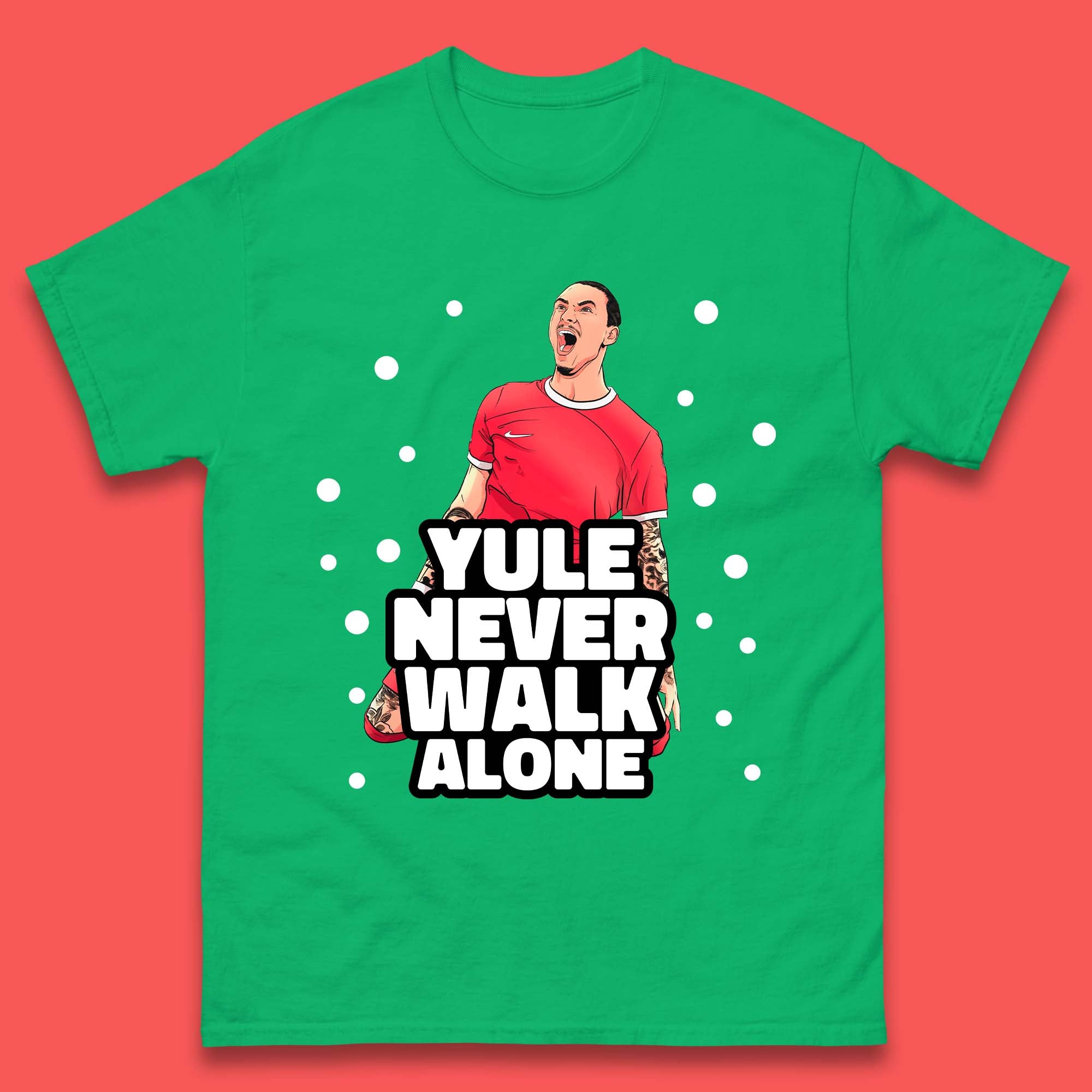 Yule Never Walk Alone Footballer Christmas Mens T-Shirt