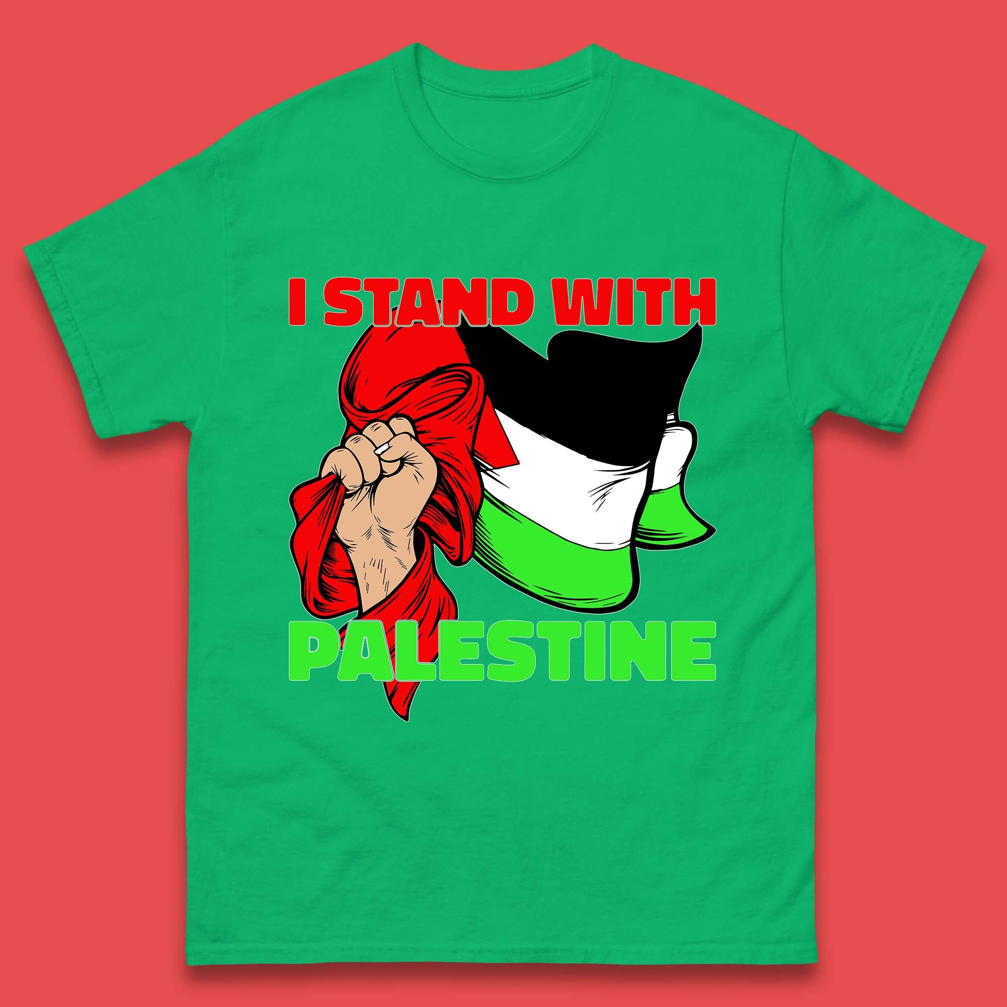 I Stand With Palestine Freedom Protest Hand Holding Palestine Flag Save Palestine Mens Tee Top