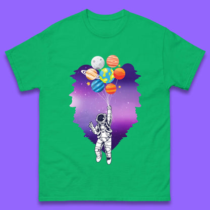 Astronaut Space Planets Balloons Mens T-Shirt