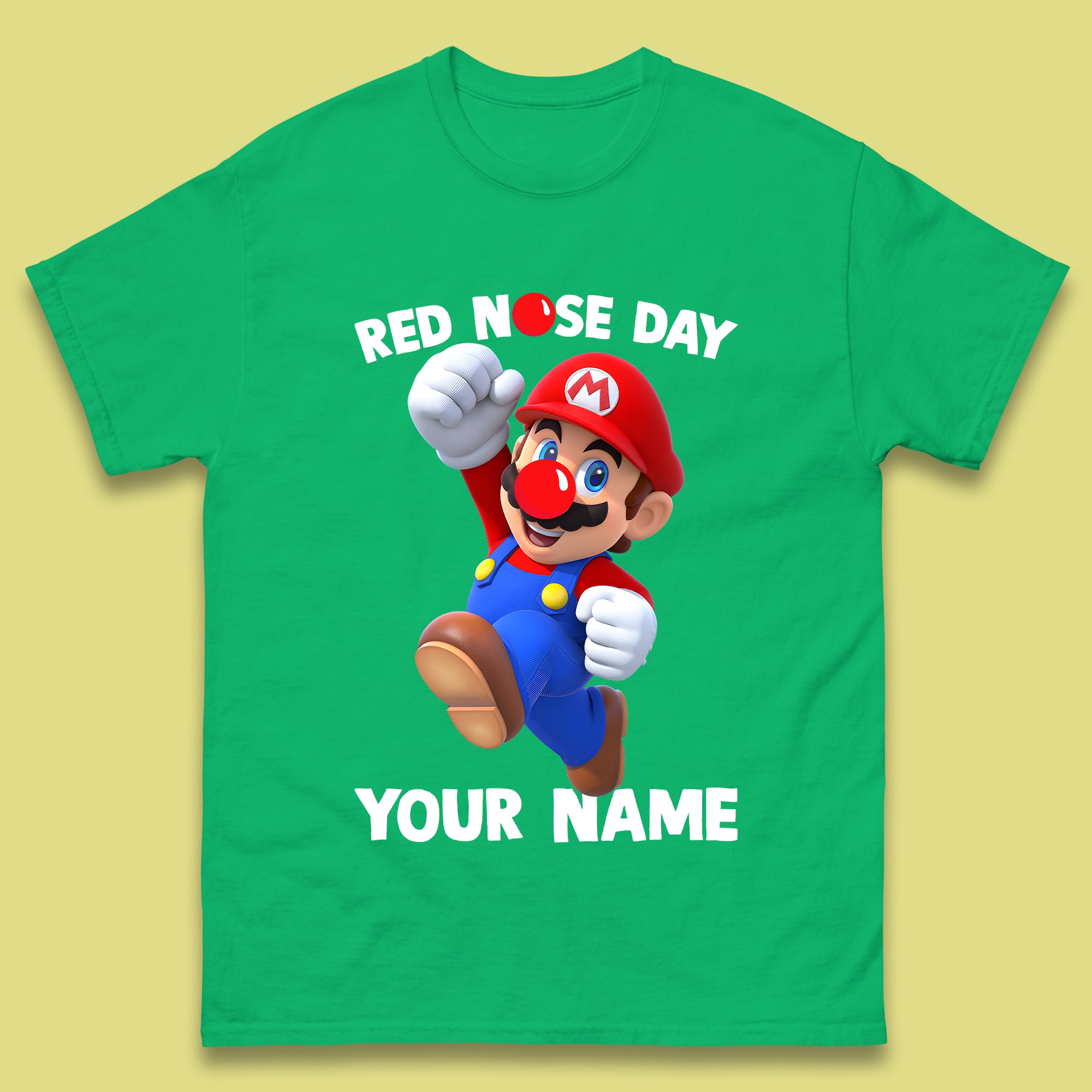 Personalised Super Mario Red Nose Day Mens T-Shirt