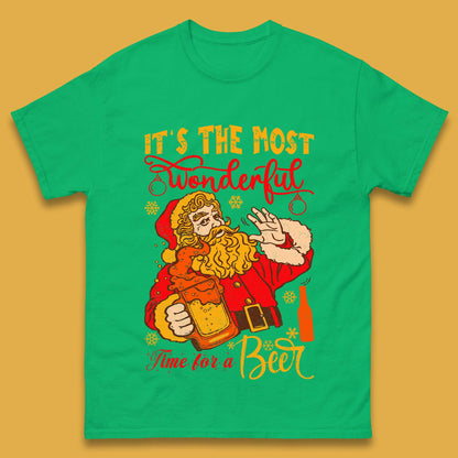 Santa Beer Time Christmas Mens T-Shirt