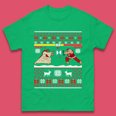 Jesus Vs Santa KO Christmas Mens T-Shirt