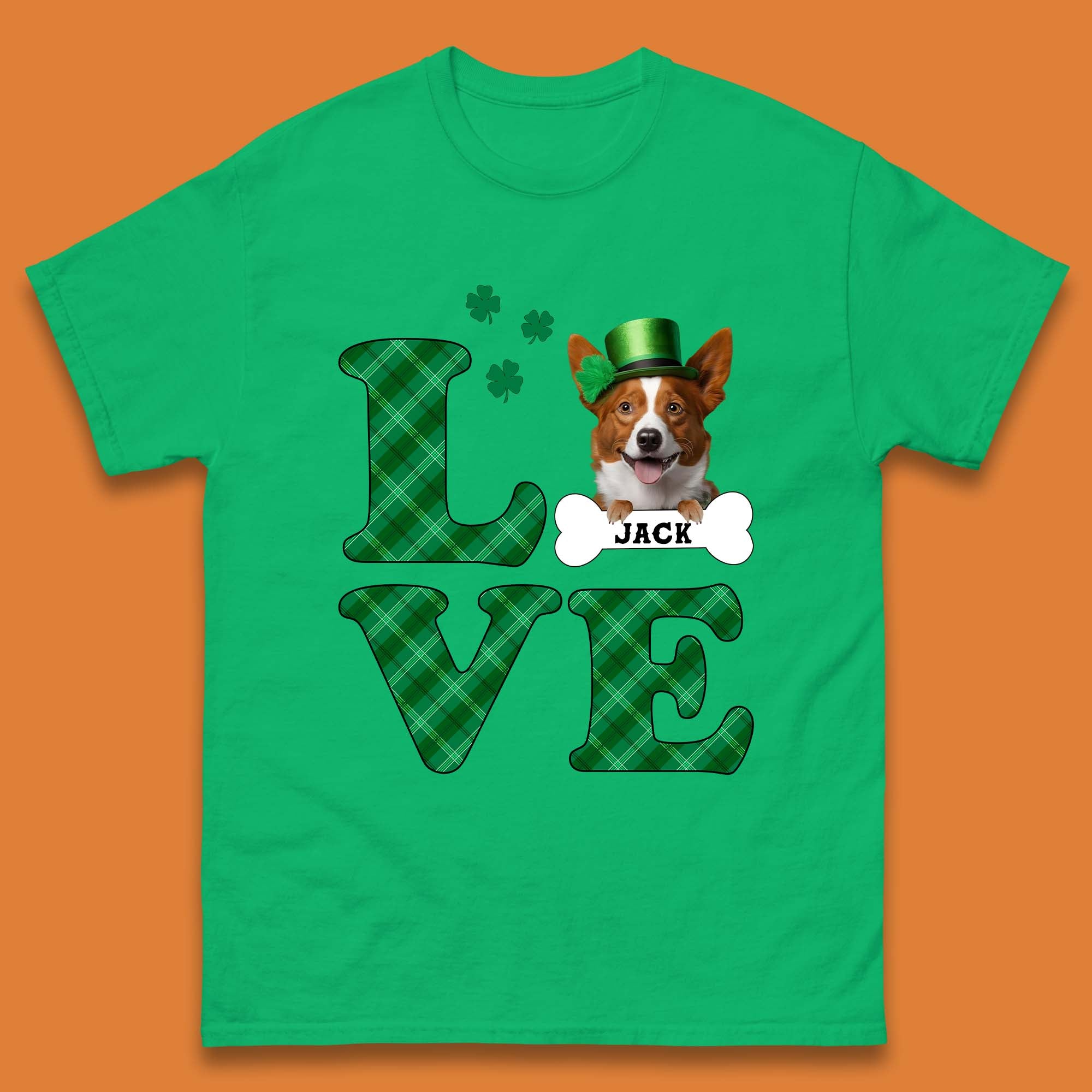 Personalised Love St. Patrick's Dog Mens T-Shirt