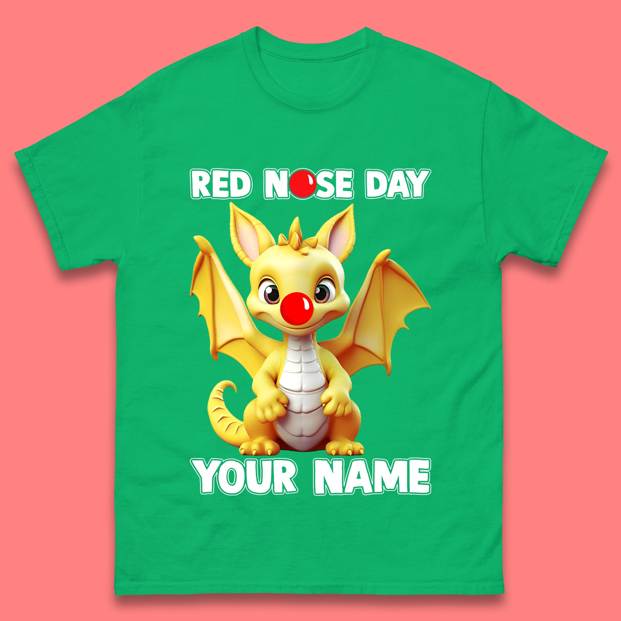 Personalised Dragon Red Nose Day Mens T-Shirt