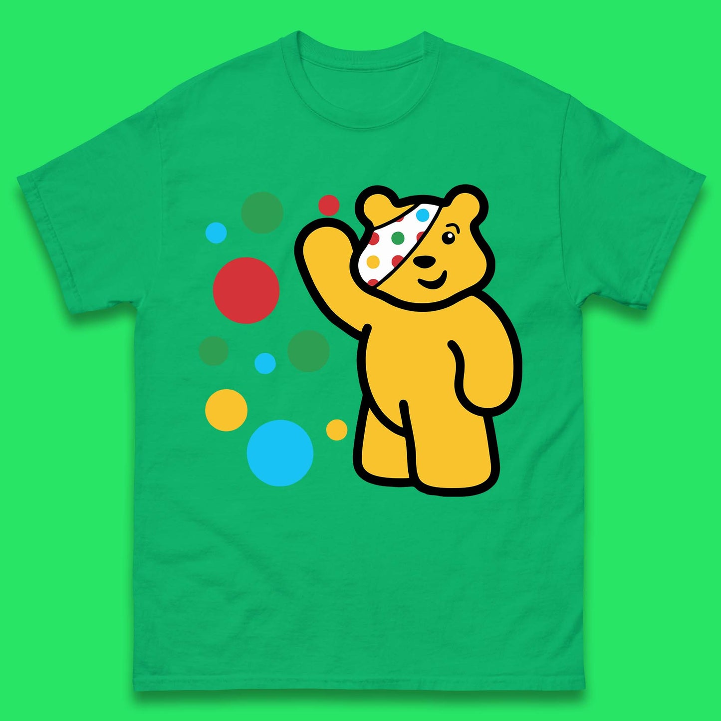 Spotty Pudsey Bear Hand Waving Dotty Spot Fundraising Children In Need Spotty Bear Spotty Day Mens Tee Top