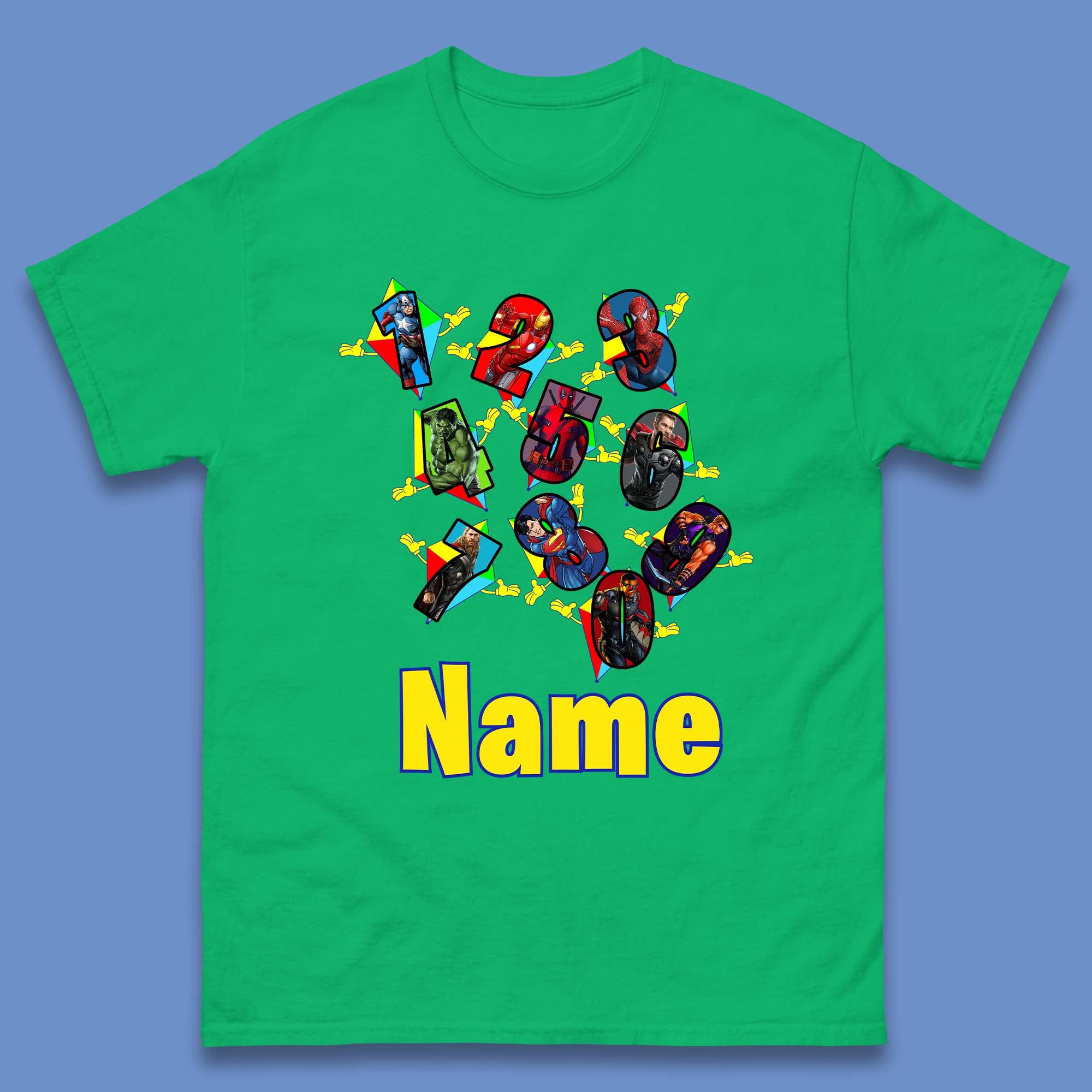 Personalised Number Day Superheroes Superheroes Mens T-Shirt