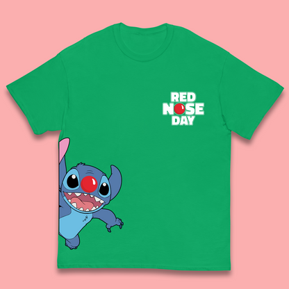 Red Nose Day Peeking Disney Stitch Kids T-Shirt