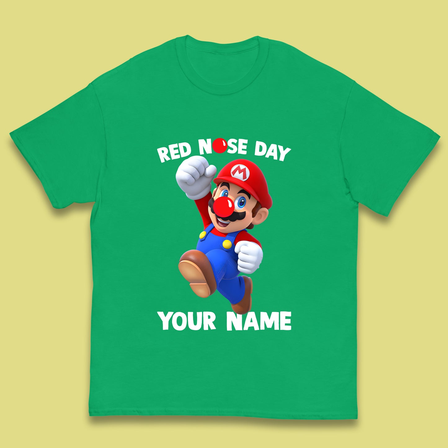 Personalised Super Mario Red Nose Day Kids T-Shirt