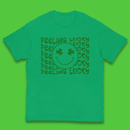 Feeling Lucky Smiley Shamrock Kids T-Shirt