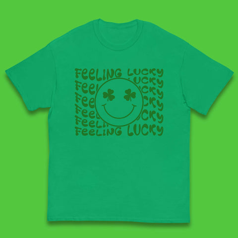 Feeling Lucky Smiley Shamrock Kids T-Shirt