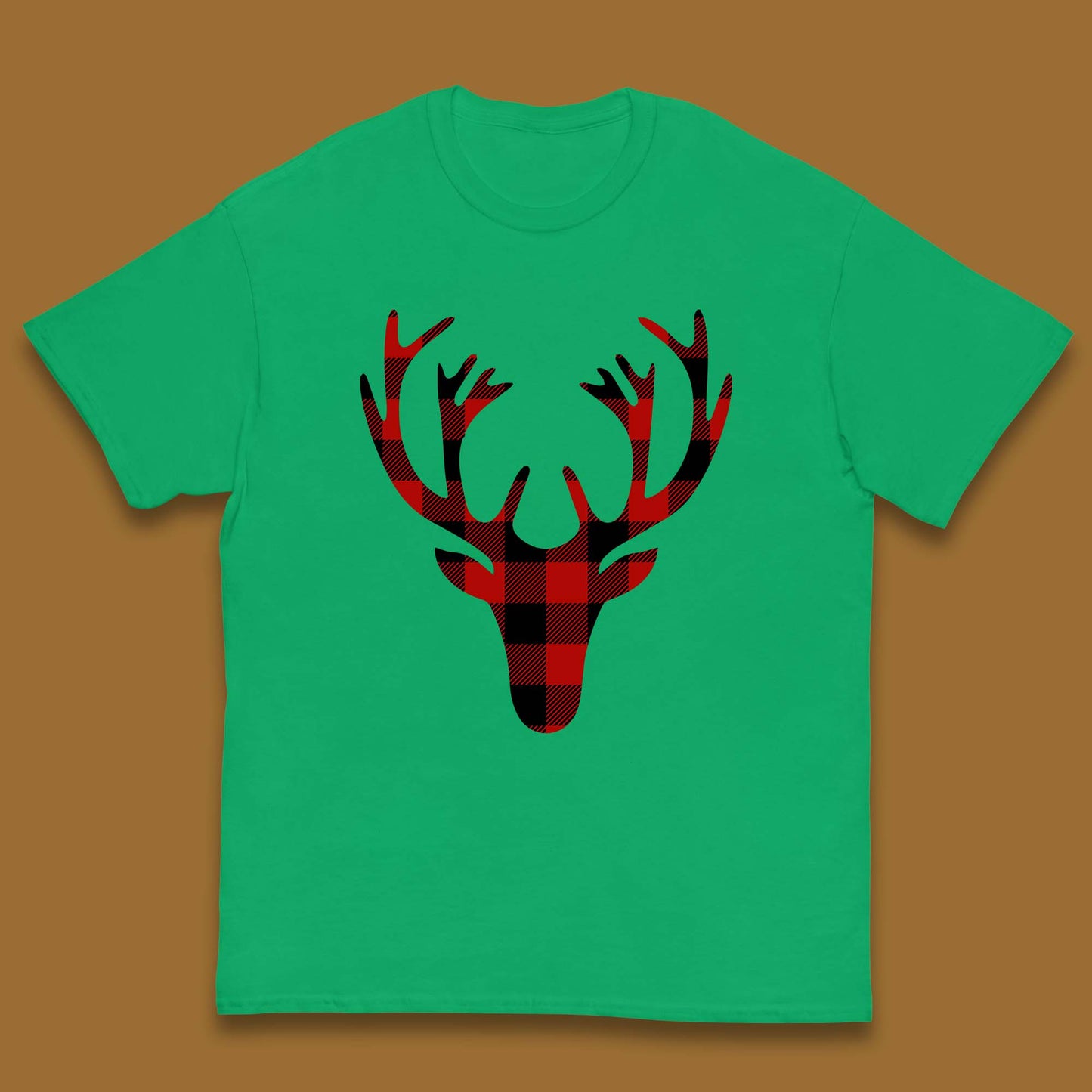 merry christmas buffalo plaid deer head t shirt