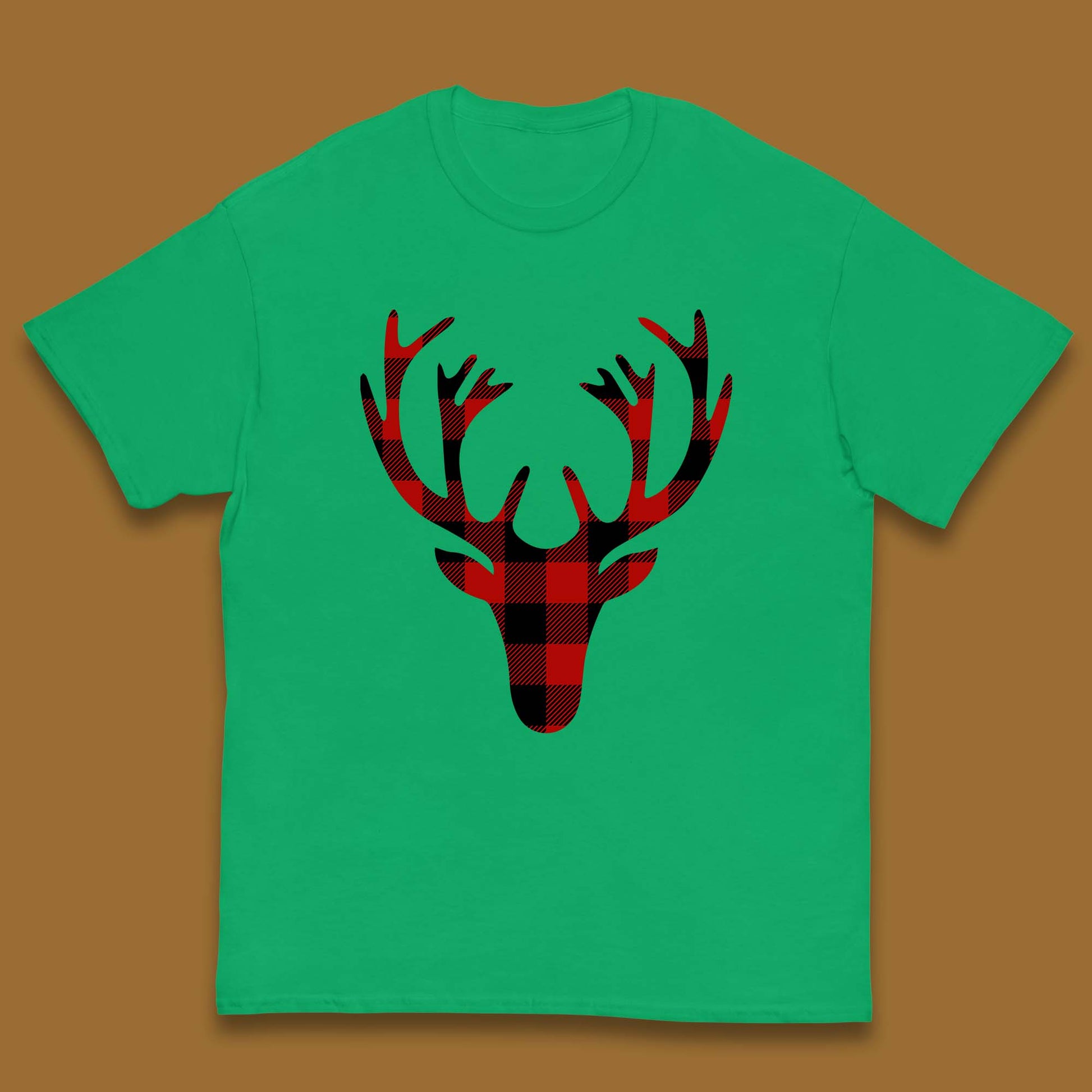 merry christmas buffalo plaid deer head t shirt