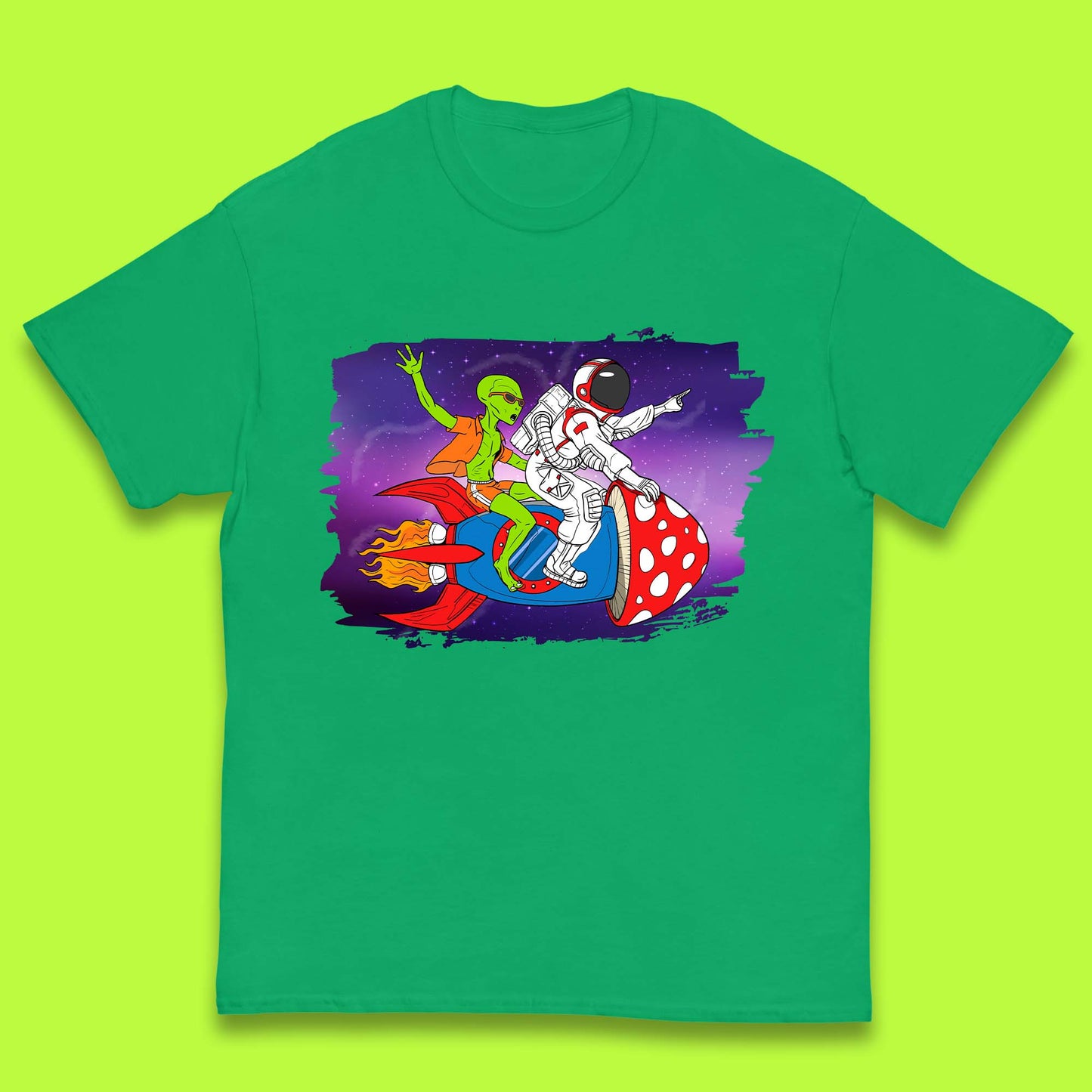 Alien & Astronaut Rocket Ship Kids T-Shirt