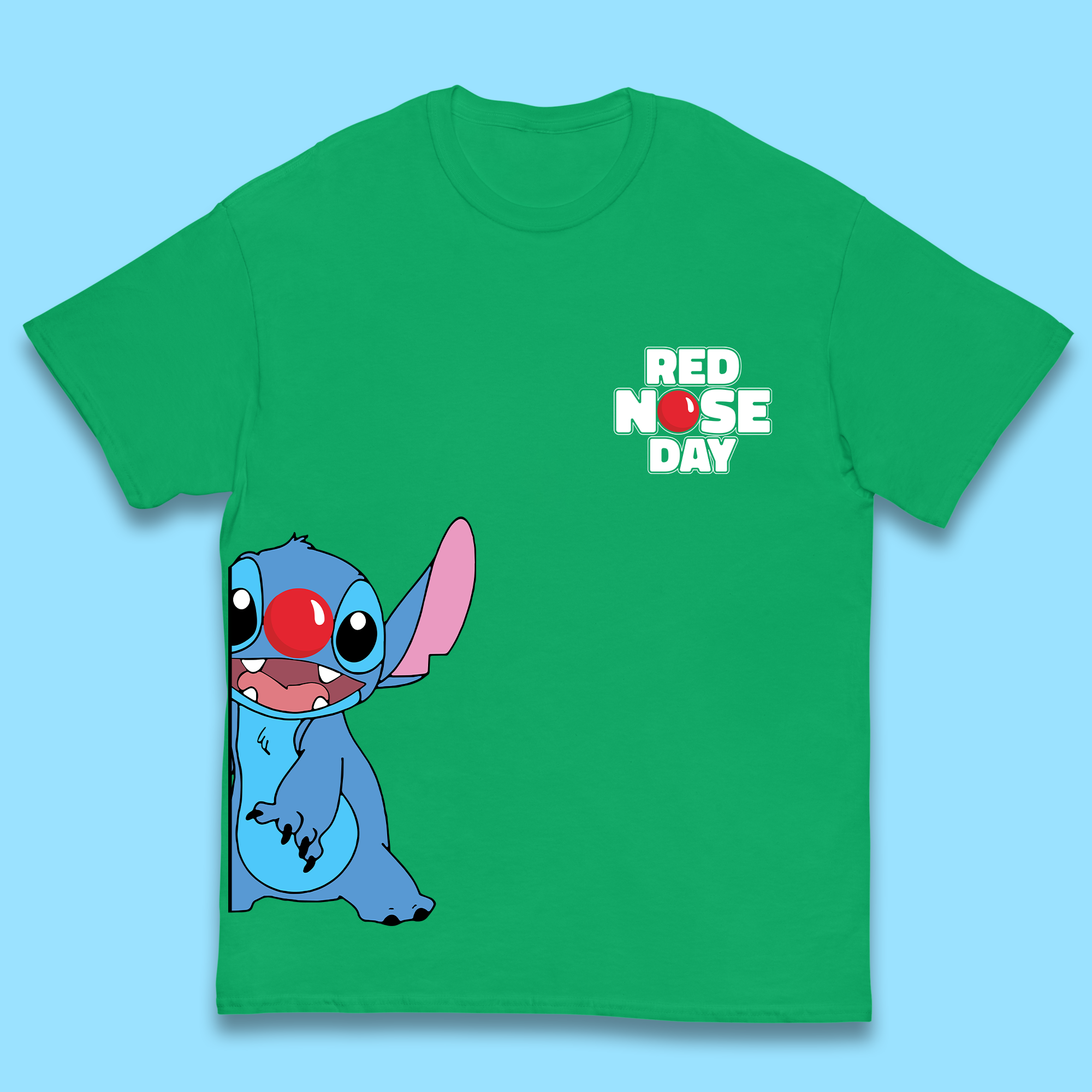 Red Nose Day Peeking Disney Stitch Kids T-Shirt