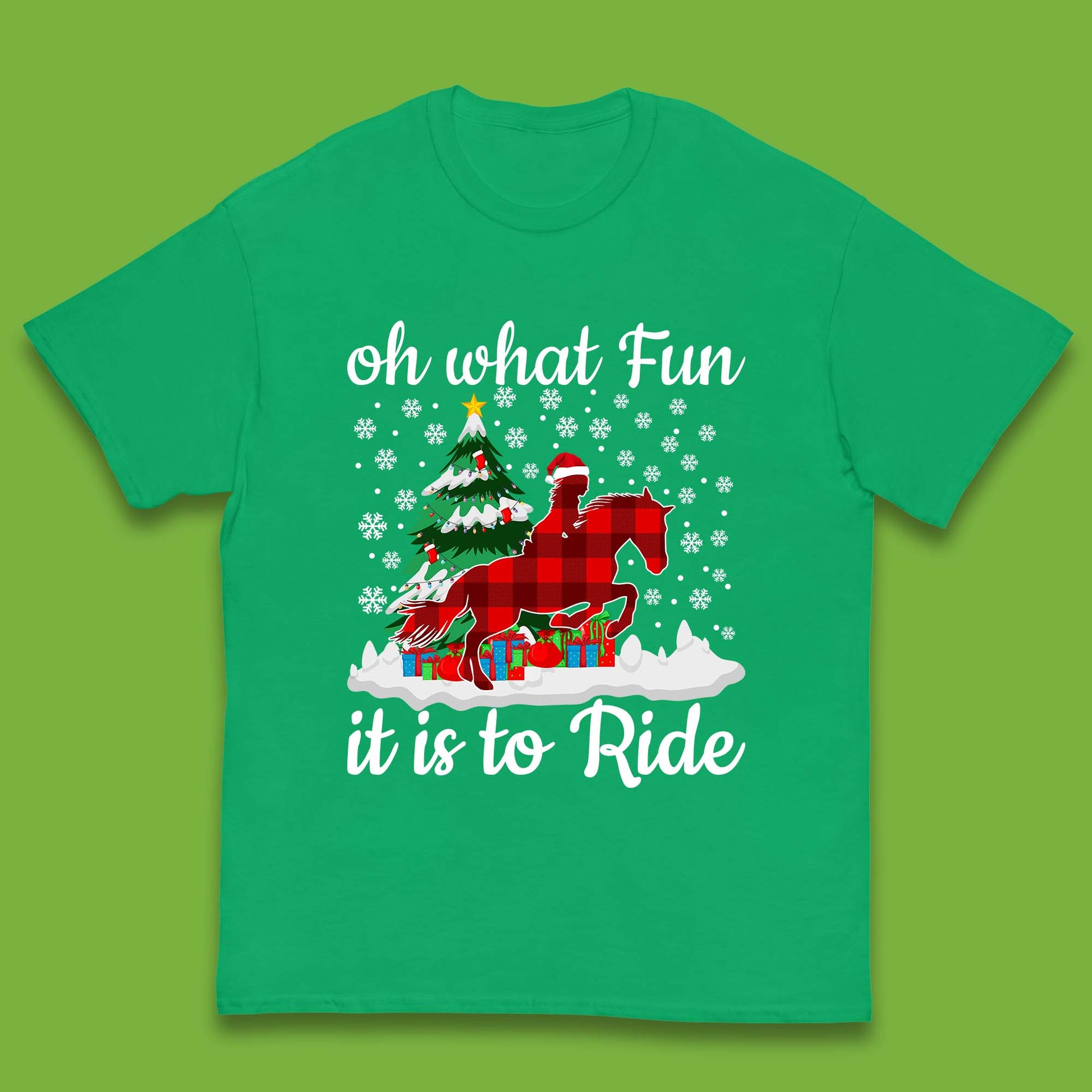 horse riding christmas kids t shirt