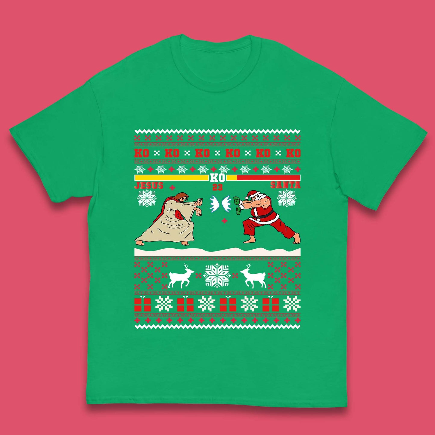 Jesus Vs Santa KO Christmas Kids T-Shirt