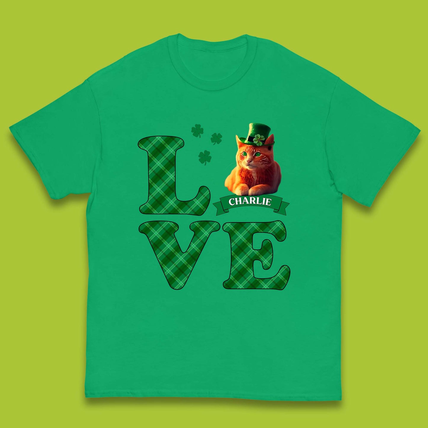 Personalised Love St. Patrick's Cat Kids T-Shirt