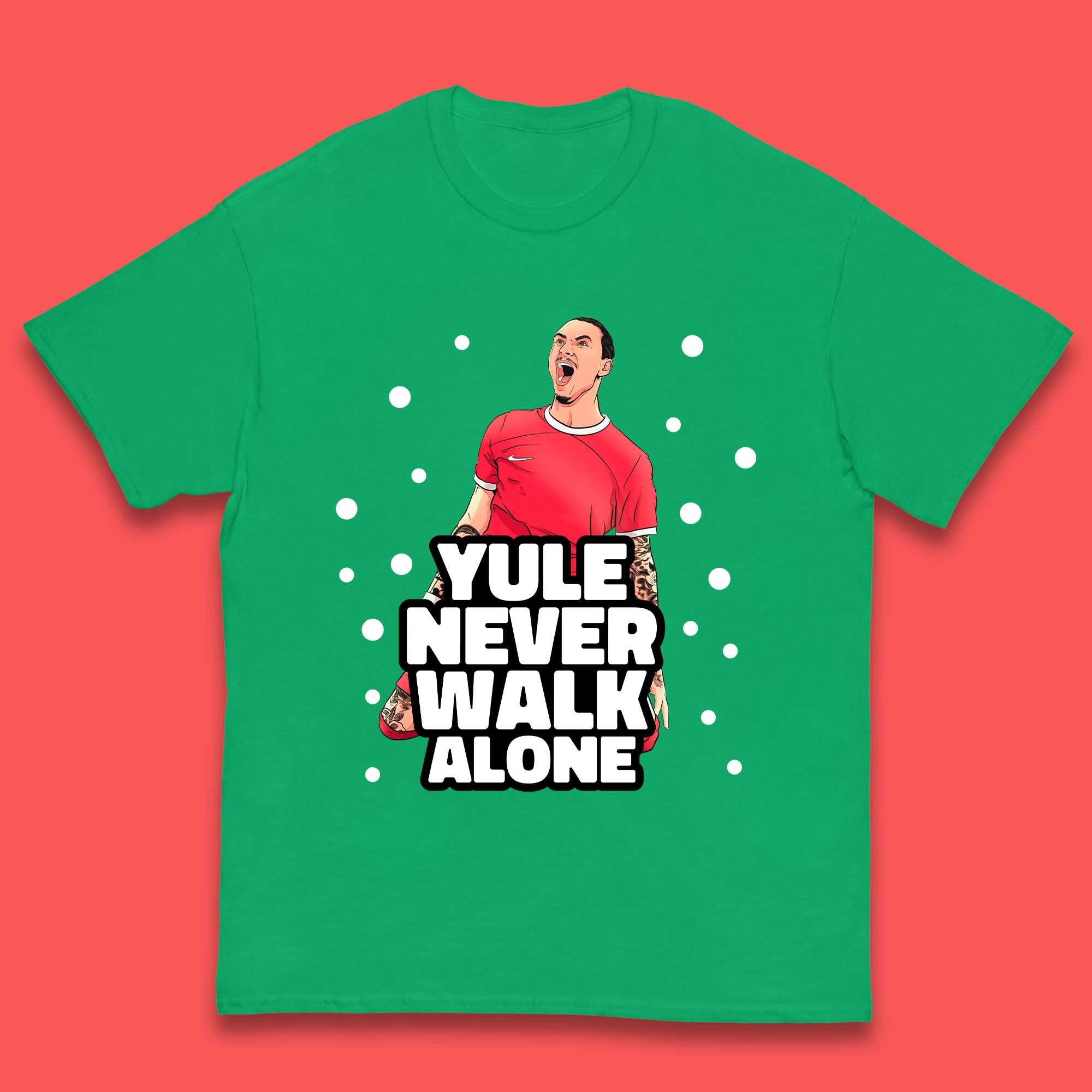 Yule Never Walk Alone Footballer Christmas Kids T-Shirt