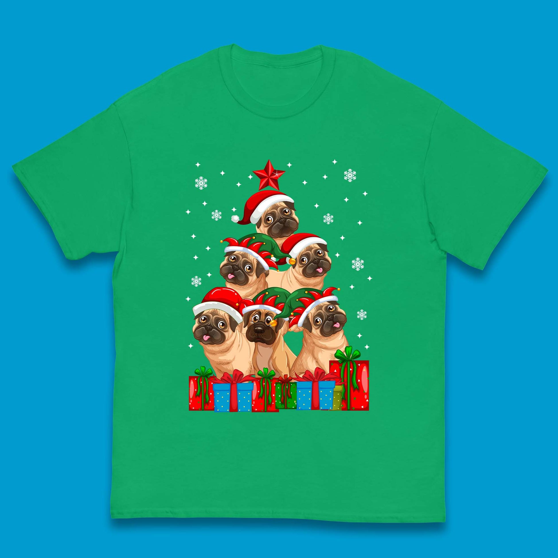 pug dog christmas t shirt