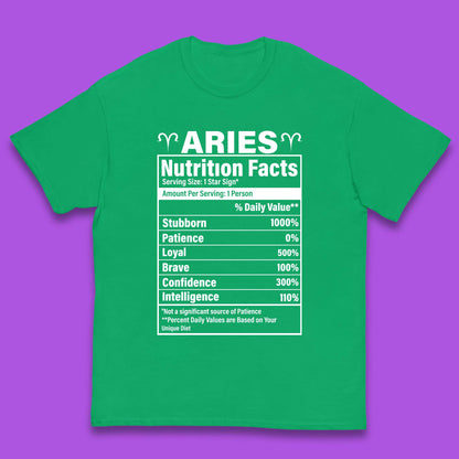 Aries Nutrition Fact Kids T-Shirt