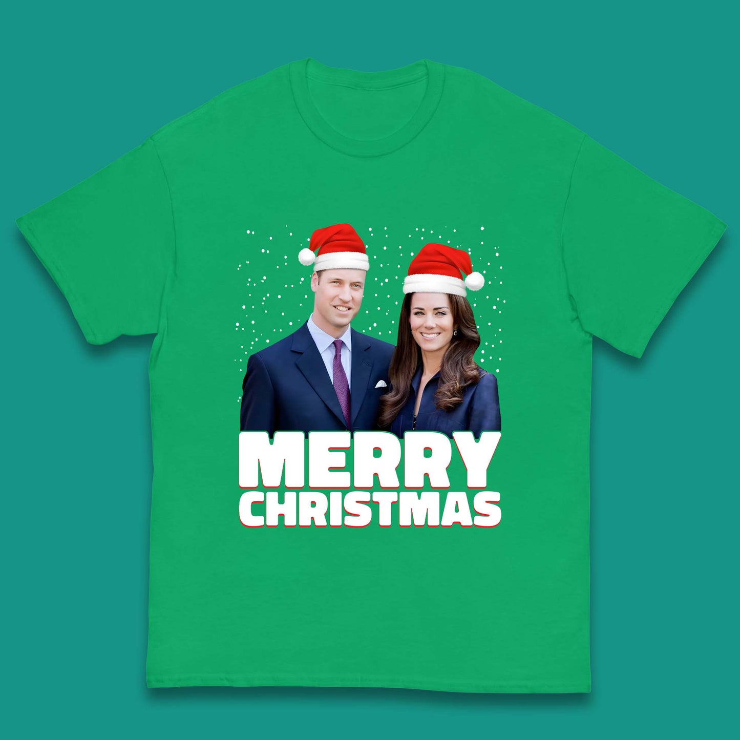 Prince William & Kate Merry Christmas Kids T-Shirt