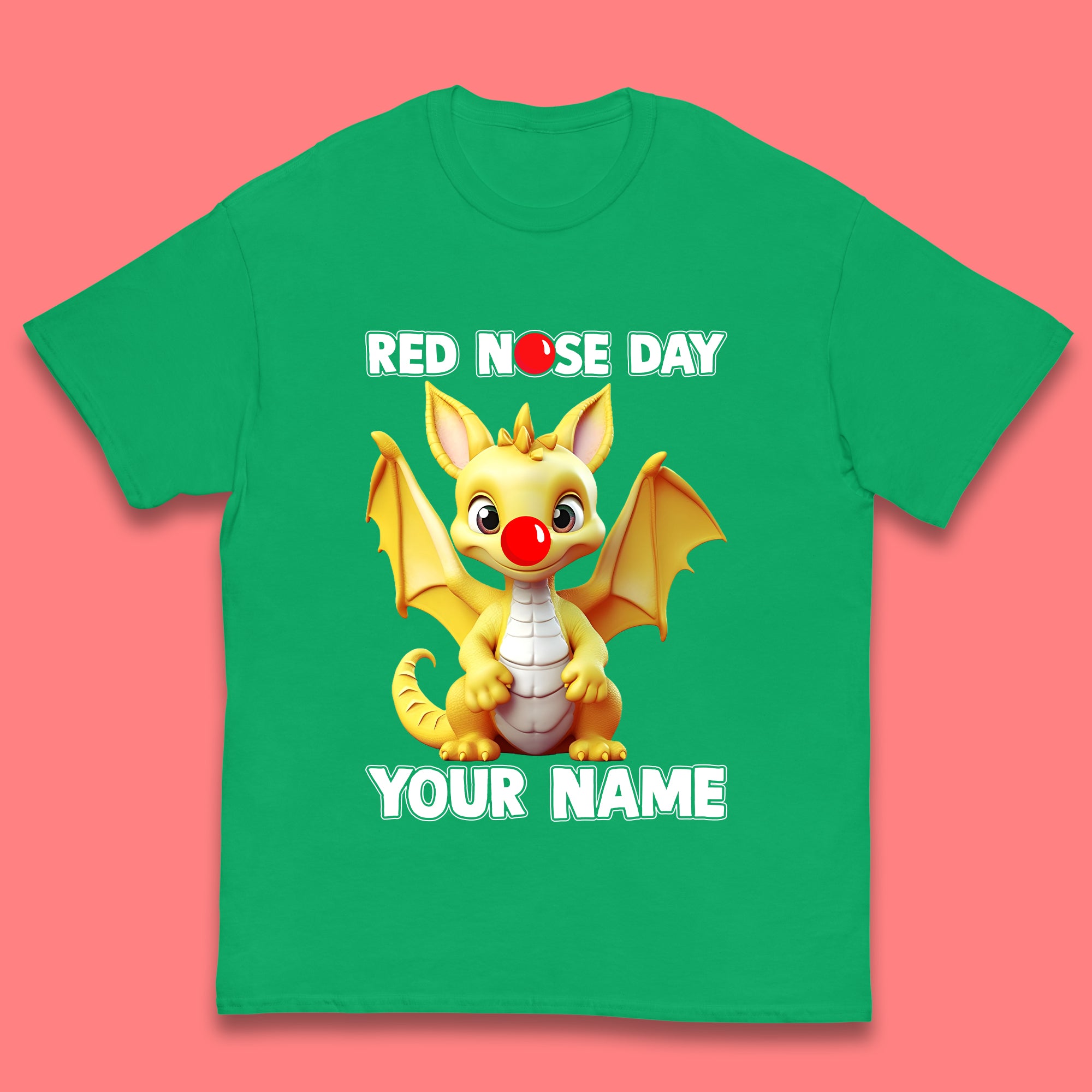 Personalised Dragon Red Nose Day Kids T-Shirt