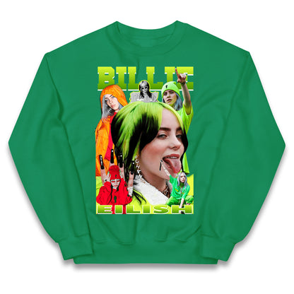 Billie Eilish Green Kids Jumper