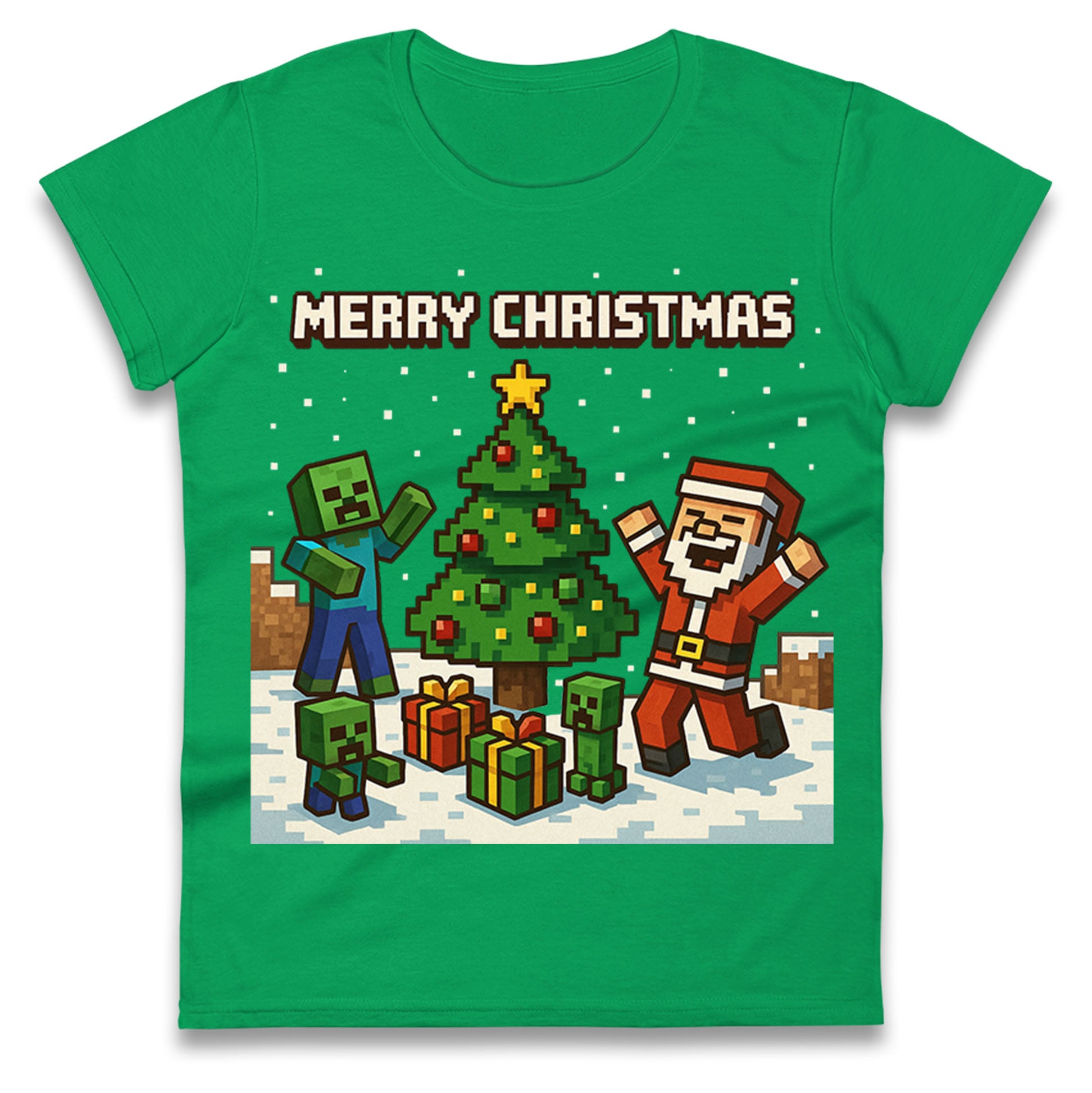 Minecraft Christmas Ladies T Shirt 