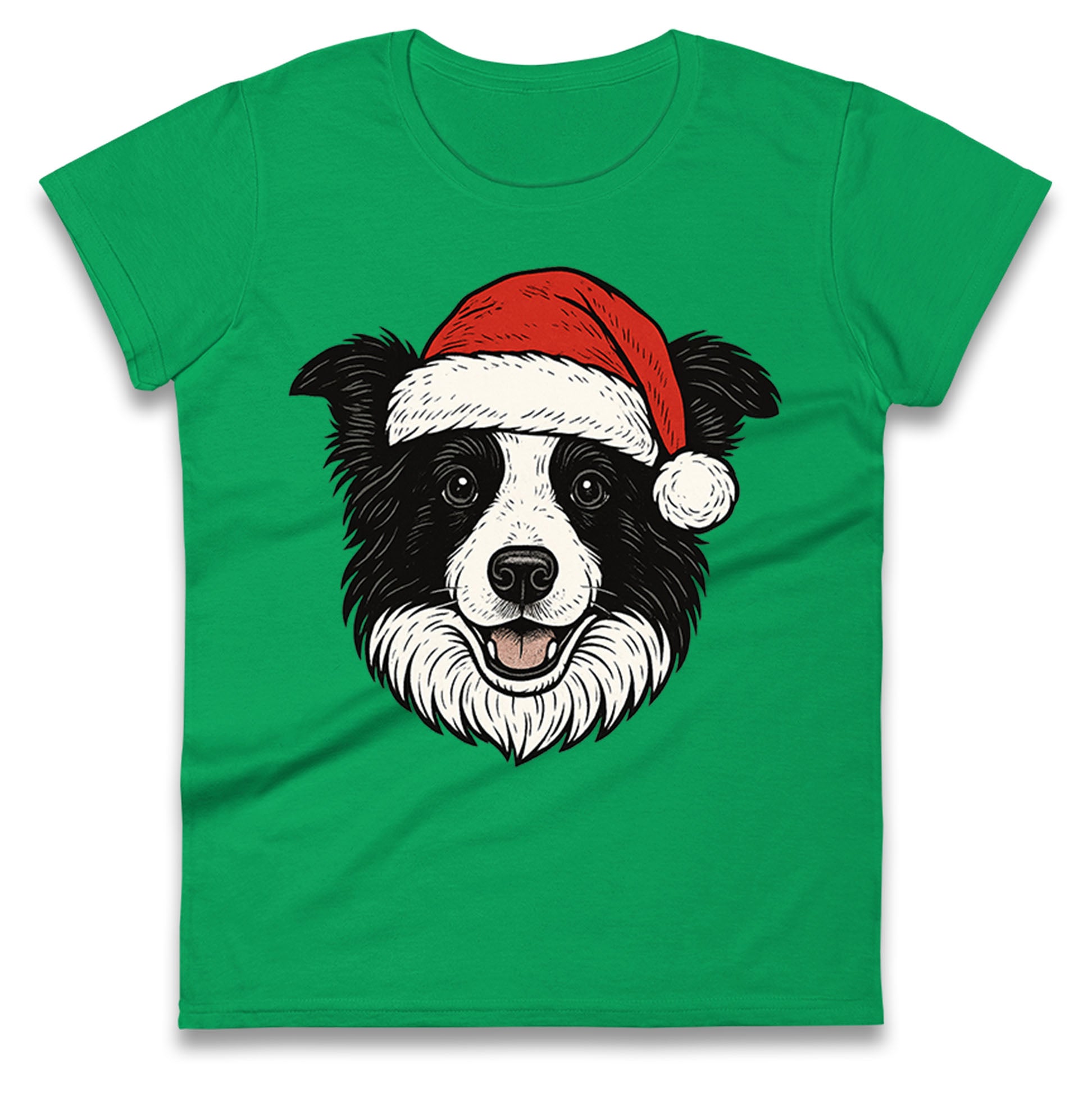 Border Collie Christmas Ladies T Shirt