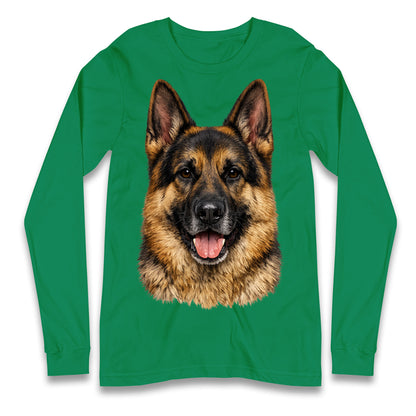 German Shepherd Dog Face Longsleeve T Shirt